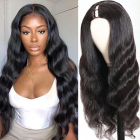 V-Part Human Hair Wig Body Wave, Natural Color, Density (Option: 16inch)