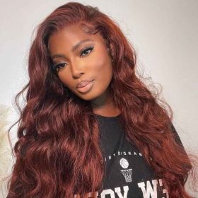 4x6 Lace Human Hair Wig Reddish-Brown Body Wave, Density, 10 Inches (Option: 10inch)