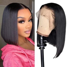 13x4x4 Straight Bob Human Hair Lace Front Wig, Natural Color,Density, 16 Inches (Option: 16inch)