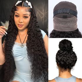 360 Lace Water Wave Human Hair Wig, Natural Color, Density (Option: 10inch)