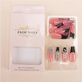 24 PCS Diamond Snake Nail Art, Long Length Long Water Pipe Fake Nails,Square Head Nail Tips False Nail (Option: 24pcs)