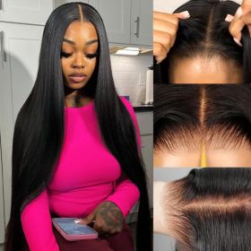 4x6 Pre-cut Lace Human Hair Wig Straight Texture, Natural Color, Density (Option: 12inch)