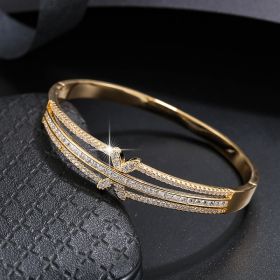 Temperament All-match Zircon Inlaid Fashion Bracelet Simple Personality Trendy Jewelry (Color: Golden)