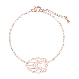 Stainless Steel Pendant Lion Bracelet Personality Ladies (Color: Rose Red)