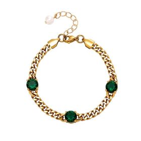 Gold Australia Color Preservation Cuban Chain Personality Bracelet (Color: Gold8Sapphire)