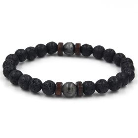 Personality Men's Black Volcanic Stone Bracelet (Color: B 3pcs)